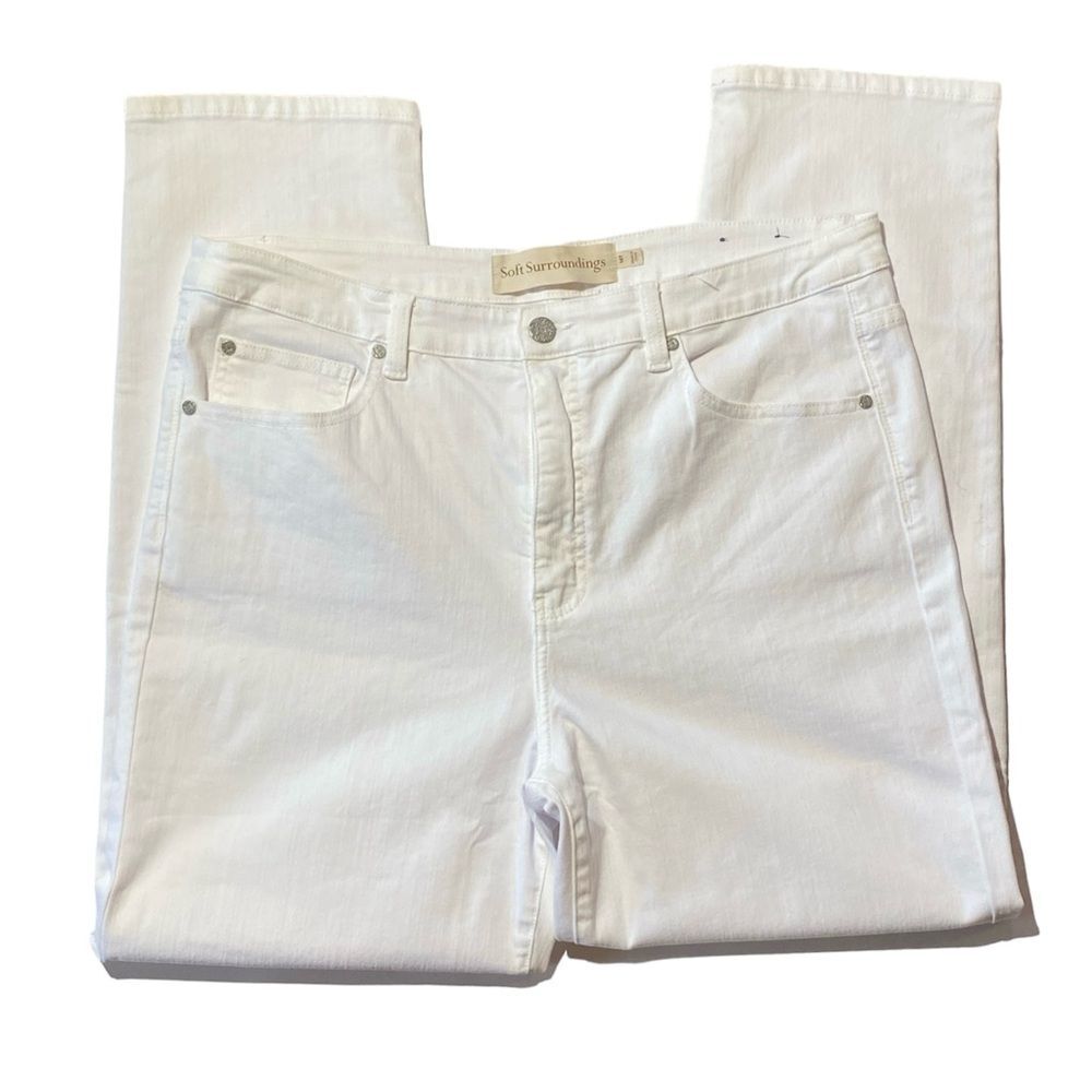 Soft Surroundings Ultimate Denim In White Straight Leg Jeans Women's Size 16T